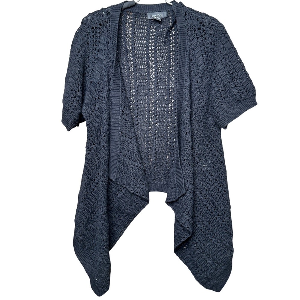 Romantic Boho Fairy Knit Open Cardigan Black Festival Layering Sweater Women Med